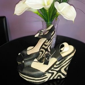 Leather Wedge Espadrille Sandals 10